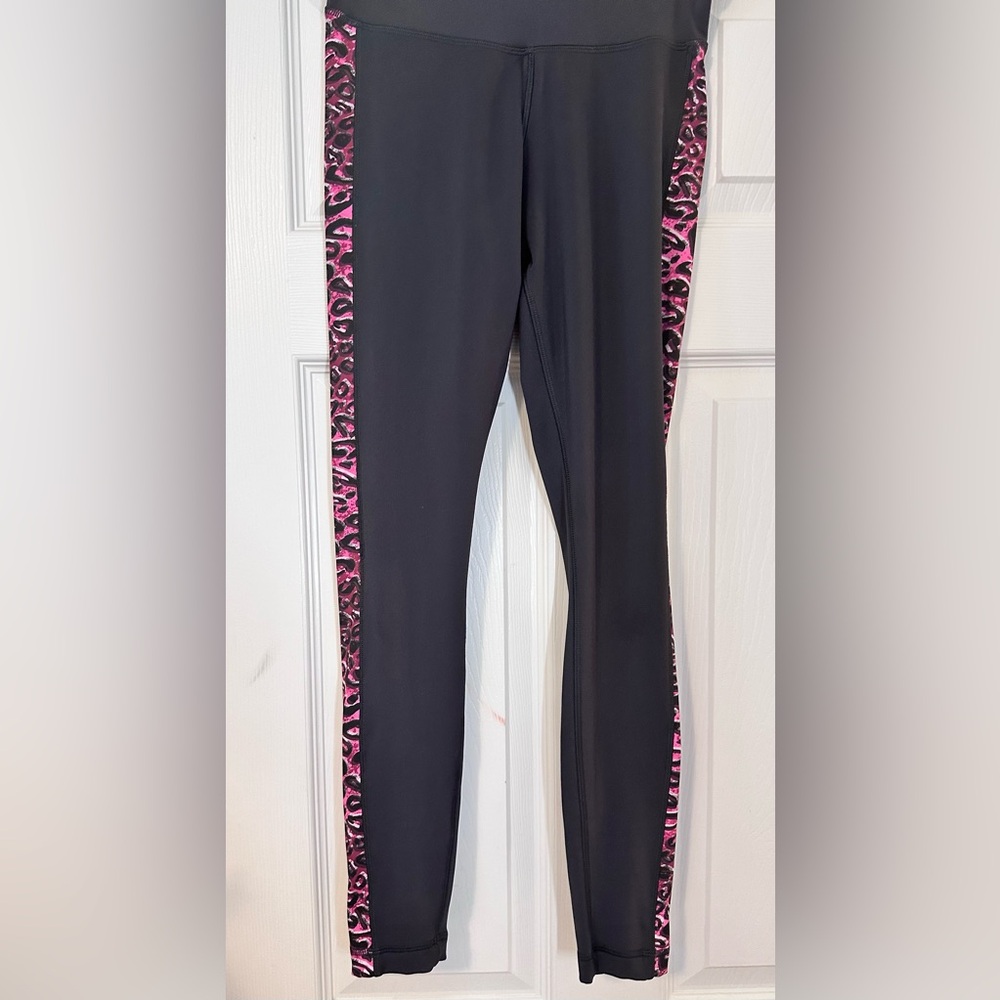 Reebok Leggings Black Pink Animal Leopard Print Women's Small
